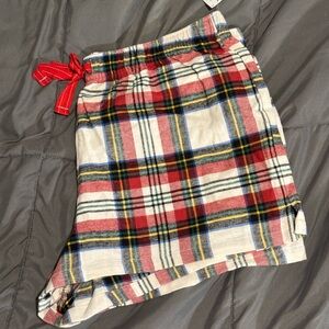Plaid Pajama Shorts with Red Bow